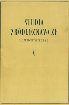 Studia Źródłoznawcze = Commentationes T. 5 (1960)