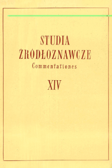 Studia Źr&oacute;dłoznawcze = Commentationes T. 14 (1969)