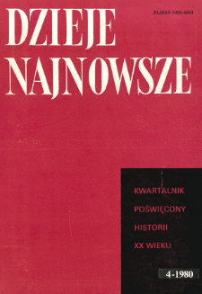 Dzieje Najnowsze : [kwartalnik poświęcony historii XX wieku] R. 12 z. 4 (1980)