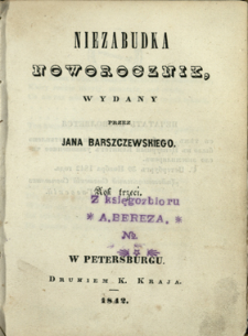 Niezabudka : noworocznik wydany przez Jana Barszczewskiego 1842