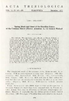 Spring moult and onset of the breeding season of the common shrew (Sorex araneus L.) in Central Finland