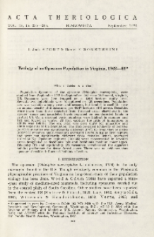 Ecology of an opossum population in Virginia, 1963-69