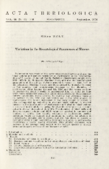 Variations in the hematological parameters of shrews
