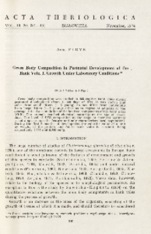 Gross body composition in postnatal development of the bank vole. I. Growth under laboratory conditions