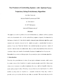 The Problem of Controlling System with Optimal Fuzzy Trajectory Using Evolutionary Algorithm