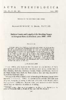 Studies on the European hare. XXXIII. Embryo counts and length of the breeding season in European hares in Scotland from 1960-1972