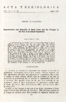 Reproduction and mortality of bank voles and the changes in the size of an island population