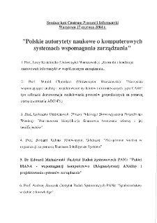 Polskie autorytety naukowe o komputerowych systemach wspomagania zarządzania