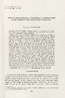 Effect of size and density of population of laboratory mice on the parameters determining their production