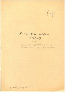 Konwersatorium estetyczne : Protokoły z 15 posiedzeń (8 października 1936 - 3 czerwca 1937)