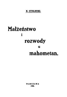 Małżeństwo i rozwody u mahometan
