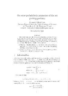 On some probabilistic properties of the set packing problem