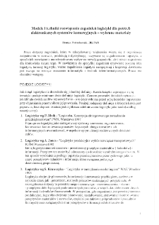 Modele i techniki rozwiązywania zagadnień logistyki dla potrzeb elektronicznych system&oacute;w komercyjnych : wybrane materiały