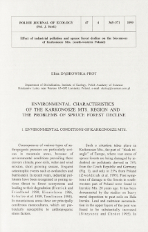 Environmental characteristics of the Karkonosze Mts. Region and the problems of spruce forest decline