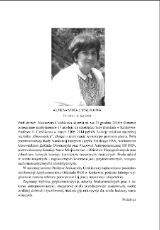 Aleksandra Cieślikowa (7 I 1936 – 11 XII 2018)