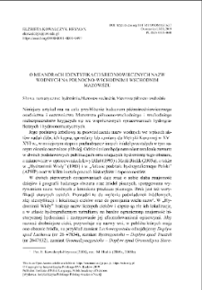 O meandrach identyfikacji średniowiecznych nazw wodnych na p&oacute;łnocno-wschodnim i wschodnim Mazowszu