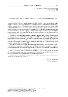 Utworzenie Polskiego Towarzystwa Onomastycznego