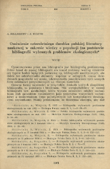 Om&oacute;wienie czteroletniego dorobku polskiej literatury naukowej w zakresie wiedzy o populacji (na podstawie bibliografii wybranych problem&oacute;w ekologicznych)