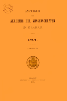 Anzeiger der Akademie der Wissenschaften in Krakau. No 1 Januar (1891)