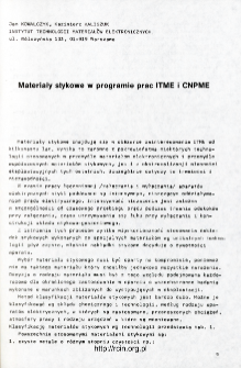 Materiały stykowe w programie prac ITME i CNPME