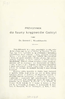 Przyczynek do fauny kręgowc&oacute;w Galicyi