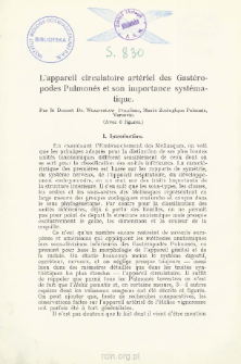 L&rsquo;appareil circulatoire art&eacute;riel des Gast&eacute;ropodes Pulmones et son importance syst&eacute;matique