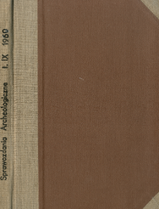 Sprawozdania Archeologiczne T. 9 (1960), Spis treści