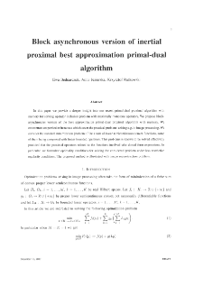 Block asynchronous version of inertial proximal best approximation primal-dual algorithm