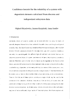 Confidence bounds for the reliability of system with dependent elements calculated from discrete and independent subsystem data