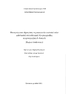 Heurystyczne algorytmy wyznaczania wartości miar zależności statystycznej dla przypadku nieprecyzyjnych danych