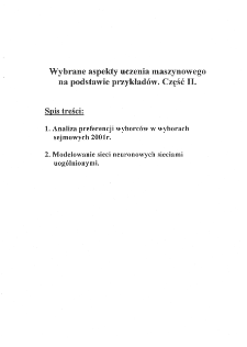 Wybrane aspekty uczenia maszynowego na podstawie przykład&oacute;w.Część II