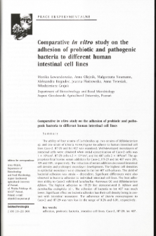 Comparative in vitro study on the adhesion of probiotic and pathogenic bacteria to different human intestinal cell lines