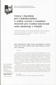 Poly-B-hydroxybutyrate (PHB) storage and degradation in activated sludge under aerobic conditions and at bigb ammonium concentration in wastewater
