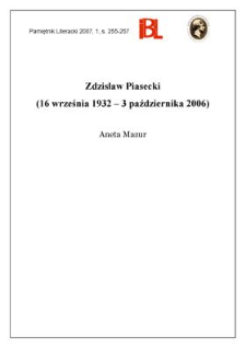 Zdzisław Piasecki (16 września 1932 &ndash; 3 października 2006)
