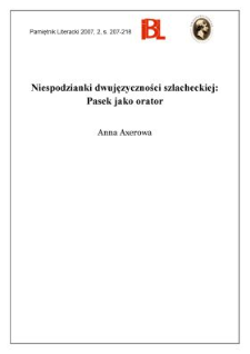 Niespodzianki dwujęzyczności szlacheckiej: Pasek jako orator