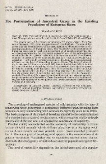Bisoniana 103. The participation of ancestral genes in the existing population of European bison