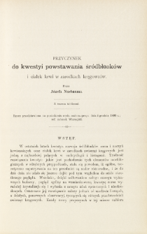 Przyczynek do kwestyi powstawania sr&oacute;dbłonk&oacute;w i ciałek krwi w zarodkach kręgowc&oacute;w