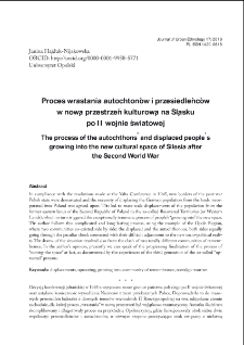 Proces wrastania autochton&oacute;w i przesiedleńc&oacute;w w nową przestrzeń kulturową na Śląsku po II wojnie światowej