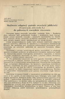 Możliwość adaptacji gąsienic owoc&oacute;wki jabłk&oacute;wki (Carpocapsa pomonella L.) do p&oacute;łnocnych warunk&oacute;w zimowania