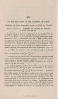 On the principles of the calculus of forms. Part I. Section IV. Reciprocity, also Properties and Analogies of certain Invariants, &c.