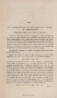 On a generalisation of the Lagrangian theorem of interpolation