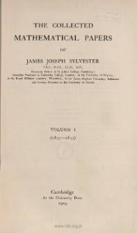 The collected mathematical papers of James Joseph Sylvester. Vol. 1, (1837-1853), Spis treści i dodatki