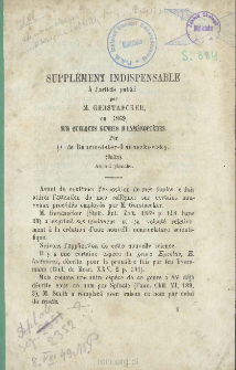 Supplément indispensable à l’article publié par M. Gerstaecker, en 1869, sur quelques genres d’Hyménoptères