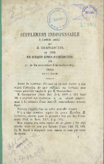 Suppl&eacute;ment indispensable &agrave; l&rsquo;article publi&eacute; par M. Gerstaecker, en 1869, sur quelques genres d&rsquo;Hym&eacute;nopt&egrave;res