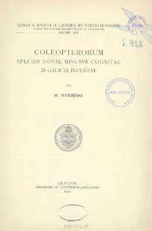 Coleopterorum species novae minusve cognitae in Galicia inventae. [Cz. 2]