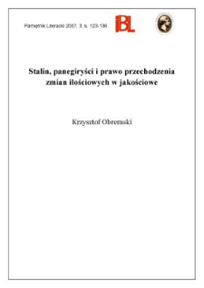 Stalin, panegiryści i prawo przechodzenia zmian ilościowych w jakościowe