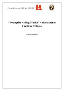 &bdquo;Ewangelia według Marka&rdquo; w tłumaczeniu Czesława Miłosza