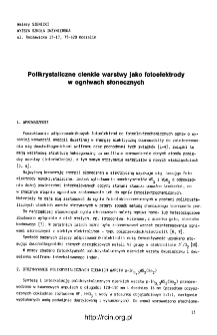Polikrystaliczne cienkie warstwy jako fotoelektrody w ogniwach słonecznych = Polycrystalline thin films as photoelectrodes in solar cells
