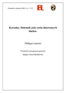Koronka. Dziennik jako seria datowanych ślad&oacute;w