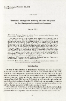 Bisoniana 109. Seasonal changes in activity of some enzymes in the European bison Bison bonasus